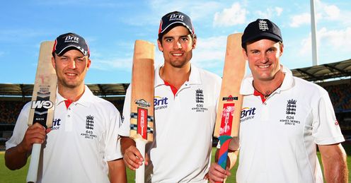 Three-mendous: century-makers Trott, Cook and Strauss made a statement for England