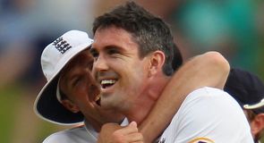 Golden arm: Swann embraces Pietersen after Clarke's downfall late on day four in Adelaide Golden arm: Swann embraces Pietersen after Clarke's downfall late on day four in Adelaide