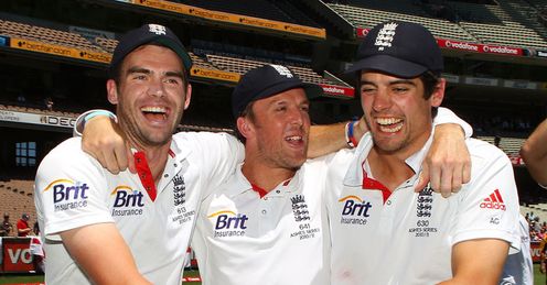 Three-mendous: Anderson, Swann and Cook kick-off the celebrations at the MCG