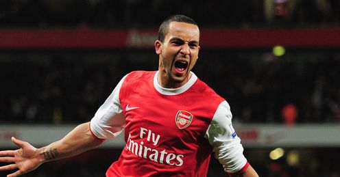 Theo Walcott Arsenal v Chelsea celebrate