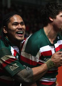 Ben Youngs and Alesana Tuilagi celebrating against Scarlets Ben Youngs and Alesana Tuilagi celebrating against Scarlets