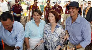Flood relief was the theme of the fifth ODI in Brisbane, with Matthew Hayden and Prime Minister Julia Gillard doing their bit.