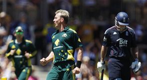 Brett Lee had Andrew Strauss caught behind for eight.