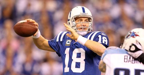 Peyton Manning Indianapolis Colts v Tennessee Titans Lucas Oil Stadium Jan 2010