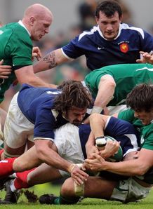 France nine Morgan Parra brought down against Ireland France nine Morgan Parra brought down against Ireland