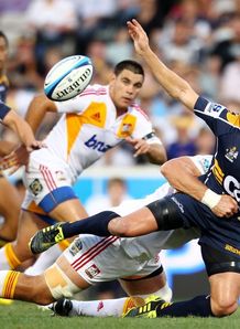 Matt Giteau offloading in Brumbies against Chiefs fixture Matt Giteau offloading in Brumbies against Chiefs fixture
