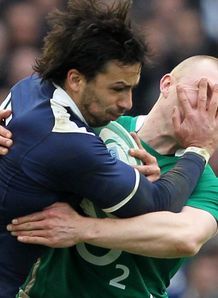 Six Nations Ireland v France Clement Poitrenaud shrugs off Sean O Brien Six Nations Ireland v France Clement Poitrenaud shrugs off Sean O Brien