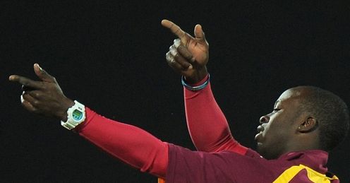 2011 World Cup Group B Delhi West Indies v Netherlands Kemar Roach celebrates Wesley Barresi wicket