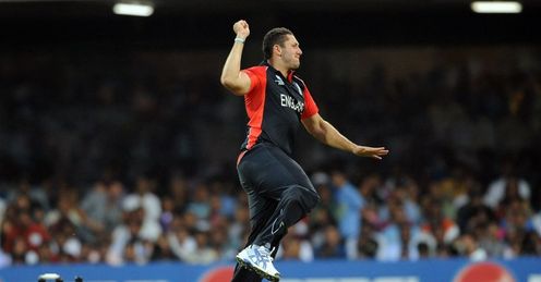 2011 World Cup Group B India v England Bangalore Tim Bresnan celebrates Virat Kohli wicket
