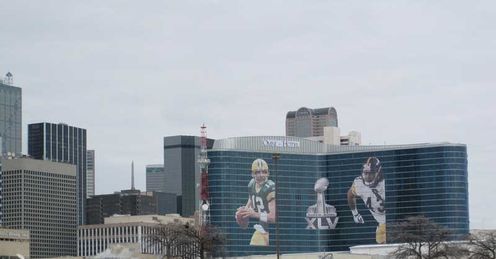 Downtown Dallas littered with Super Bowl posters