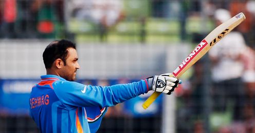 Virender Sehwag India v Bangladesh World Cup 2011