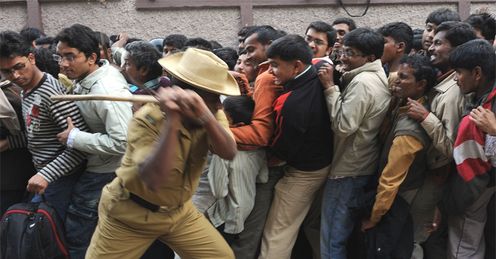 Heavy-handed: the Indian Police embark on some over-the-top crowd control