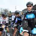 Geraint Thomas, Ian Stannard and Bradley Wiggins at the start in Milan