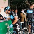 Team Sky sign in at the start of stage two