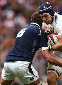 James Haskell taking contact for England against Scotland