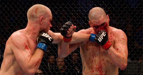 Sanchez (r): was blooded but victorious after a battle royale with Kampmann