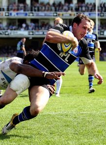 Matt Carraro Bath scoring a try against Exeter April 09 2011