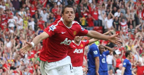 High-flyer: Hernandez's goal-scoring form has cushioned the blow of losing Berbatov