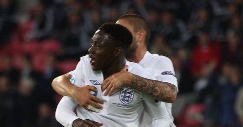 Welbeck: celebrates his late strike against Spain