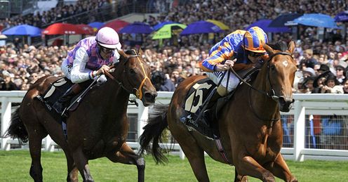 Irish star: unbeaten filly Maybe (r) goes in the Moyglare Stud Stakes