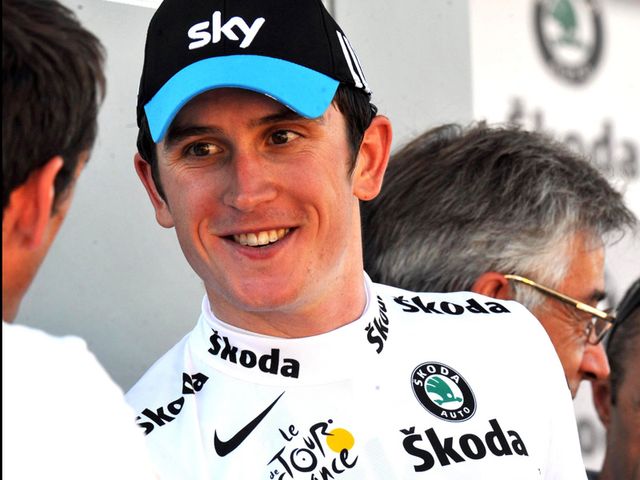 Geraint Thomas in white at the Tour last year