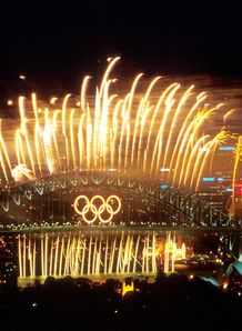 Sydney landmarks lit up by fireworks