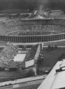 The Olympic Stadium and swimming venue in Berlin.
