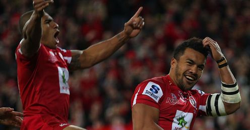 Will Genia and Digby Ioane celebrating for Reds Will Genia and Digby Ioane celebrating for Reds