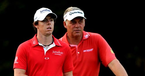 Rory McIlroy (L) and Darren Clarke (R).