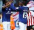 Vassell: Celebrates goal with Danns