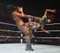 Eve's lookng good in her match against the Bella Twins