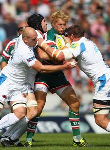 Billy Twelvetrees held for Leicester against Exeter Billy Twelvetrees held for Leicester against Exeter