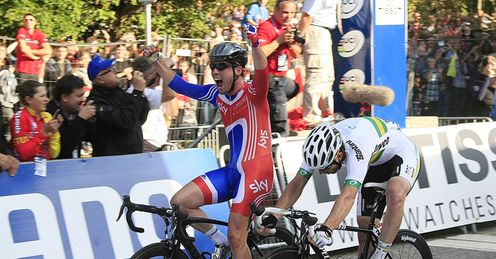 Cavendish celebrates his win