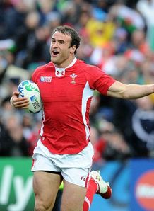 Wales center Jamie Roberts celebrates v Fiji Wales center Jamie Roberts celebrates v Fiji