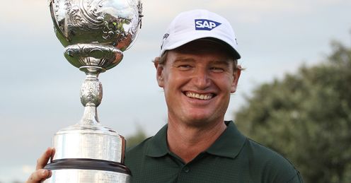 Ernie Els with the SA Open trophy he won last year.