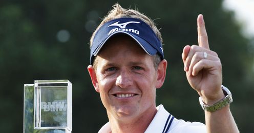 Luke Donald, the World No 1 celebrating his victory iin the BMW PGA championship