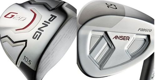 A Ping G20 driver and a Ping Anser wedge