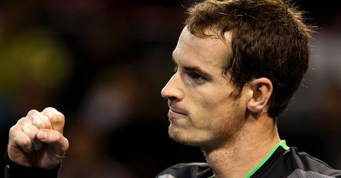Pumped up: Murray played on the front foot against Nadal in Tokyo
