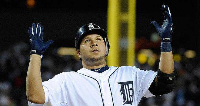 MLB: Tigers on scoreboard 