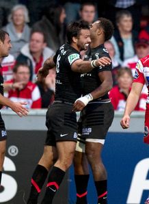 Clement Poitrenaud celebrating try for Toulouse against Gloucester Clement Poitrenaud celebrating try for Toulouse against Gloucester