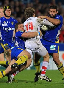 Lionel Faure tackling Andrew Trimble in Ulster v Clermont Lionel Faure tackling Andrew Trimble in Ulster v Clermont