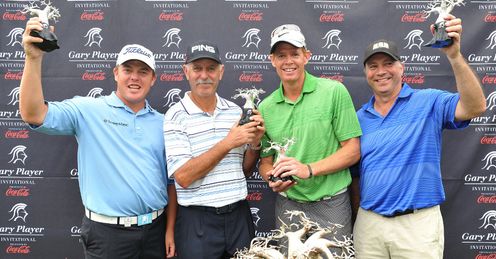 Winners all, George Coetzee, Mark James, Shaun Pollock and Wessel Witthuhn.l