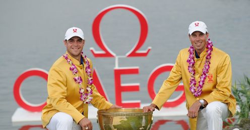 American dream team: Woodland (left) and Kuchar claimed the World Cup trophy