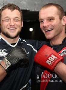 Edinburgh and Glasgow players Ryan Grant and Geoff Cross right