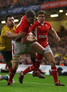 Rhys Priestland going over for Wales against Australia Rhys Priestland going over for Wales against Australia