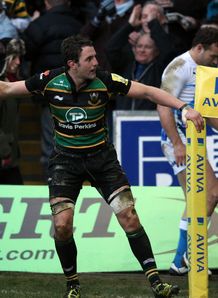 Phil Dowson Northampton celebrating scoring a try against Bath Phil Dowson Northampton celebrating scoring a try against Bath