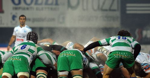 Aironi Rugby v Benetton Treviso scrum Aironi Rugby v Benetton Treviso scrum