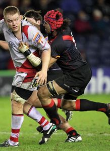 Ulster s Tom Court left is tackled by Edinburgh Ulster s Tom Court left is tackled by Edinburgh