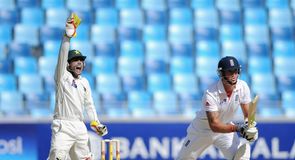 Thrusty: Pietersen falls lbw to Ajmal on the front foot as Adnan Akmal appeals Thrusty: Pietersen falls lbw to Ajmal on the front foot as Adnan Akmal appeals