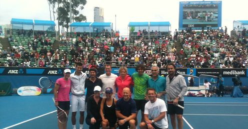 Tennis' top names put rivalries aside for Kids Day